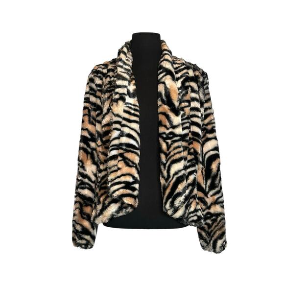 Kate Rosy animal print faux fur open front jacket size Small - Picture 7 of 14